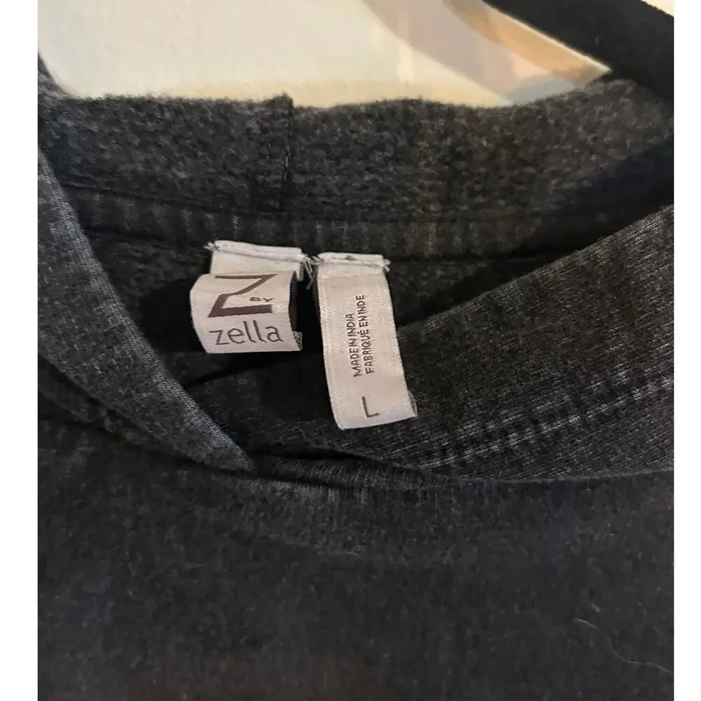 NWT Z by Zella Black Cropped Hoodie SIZE L Drop Shoulders Raw Hem